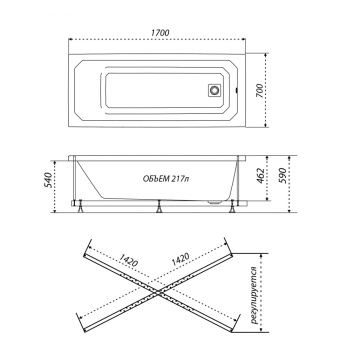 Акриловая ванна Прага 170*70 ХИТ!!! #WF_CITY_VIN# картинка