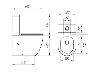 Унитаз компакт A2809 безободковый + сиденье тонкое ДП #WF_CITY_VIN# картинка