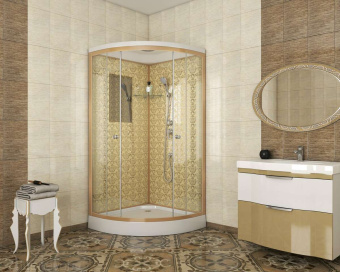 Душевая кабина Niagara Luxe NG-7701G (90*90*210) низ.п (15см), стенки золото, дверь раздвиж. #WF_CITY_VIN# картинка