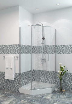 Душевое ограждение JY029 100*100*185 БЕЗ ПОДДОНАтрапец.( прозрачное) #WF_CITY_VIN# картинка