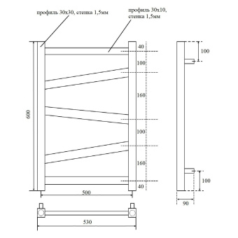 Полотенцесушитель Феникс Point PN15156W П5 500*600 водяной, белый #WF_CITY_VIN# картинка
