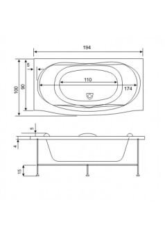 ФИЕСТА ванна акрил. 194*100 ГМ+ каркас #WF_CITY_VIN# картинка