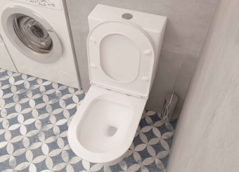 Унитаз компакт A2801 безободковый + сиденье тонкое ДП #WF_CITY_VIN# картинка