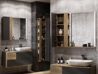 Модуль для зеркала ТЕРРА 24  240x140x850 Дуб Кантри/Антрацит (Акватон) #WF_CITY_VIN# картинка