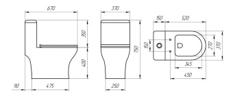 Монолит SM9618T, безободковый ТОРНАДО, тонкое сиденье ДП (с гофрой и подводкой) #WF_CITY_VIN# картинка