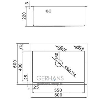 Мойка GERHANS RK36050B Графит нерж. + сифон #WF_CITY_VIN# картинка