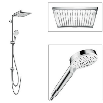 Душевая система Crometta E 240 1jet Showerpipe Reno EcoSmart 9л/мин без смесителя (27289000) #WF_CITY_VIN# картинка