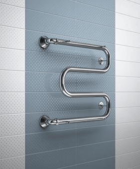 Полотенцесушитель водяной М-образный с полкой 500*500 (1") #WF_CITY_VIN# картинка