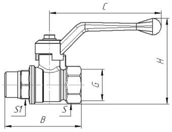 Кран шар 1/2 г/г рычаг ГАЗ #WF_CITY_VIN# картинка