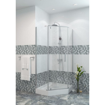 Душевое ограждение JY028 90*90*185 БЕЗ ПОДДОНА трапец.( прозрачное) #WF_CITY_VIN# картинка