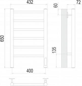 Полотенцесушитель П6 400*650 Terminus Аврора ЭПС (quick touch) #WF_CITY_VIN# картинка