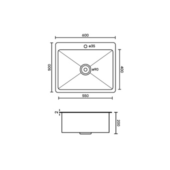 Мойка GFFrank врезная 60*50 ГРАФИТ гл ч 20см, большой сифон с переливом 60502G #WF_CITY_VIN# картинка