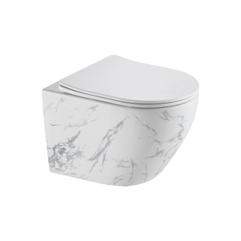 Унитаз подвесной K505MD безободковый, сиденье тонкое ДП, БЕЛЫЙ МРАМОР #WF_CITY_VIN# картинка