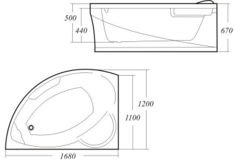 АЛАРИ ванна  г/м 168*120 ЛЕВАЯ + каркас+слив-перелив+экран #WF_CITY_VIN# картинка