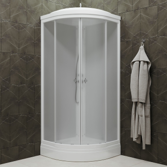 Душевая кабина ХИТ ДН4 88*88 А полукруг, низ.поддон, белый #WF_CITY_VIN# картинка