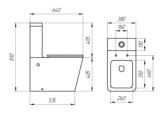 Унитаз компакт A2808 безободковый + сиденье тонкое ДП #WF_CITY_VIN# картинка