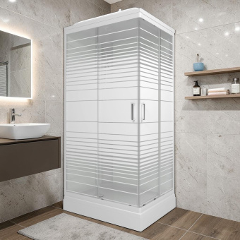 КВАДРО 100*80 А Душевая кабина прямоуг., н.п., Белый, Полосы, ДН4 #WF_CITY_VIN# картинка