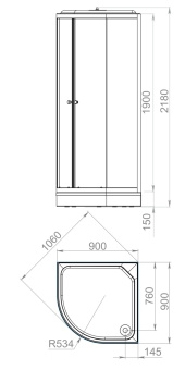 DOMANI-SPA Душевая кабина Delight 99 Slim 90*90*218 Black в.п бел.сатин-мат,проф,без элект #WF_CITY_VIN# картинка