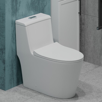 Монолит T1087 безободковый круговой смыв, сиденье тонкое ДП (с гофрой и подводкой) #WF_CITY_VIN# картинка