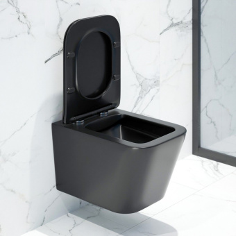 Унитаз подвесной K633BM безободковый, сиденье тонкое ДП, ЧЕРНЫЙ МАТОВЫЙ #WF_CITY_VIN# картинка