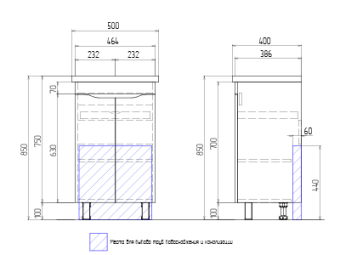 Тумба Grani 500 напольная с раковиной Фостер #WF_CITY_VIN# картинка