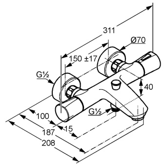 Смеситель д/ванны,душа с термостатом 351019138 ZENTA #WF_CITY_VIN# картинка