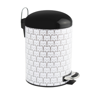 Ведро 2105 круглое, БЕЛОЕ-КОШКИ, из нерж. стали, с педалью, 5л #WF_CITY_VIN# картинка