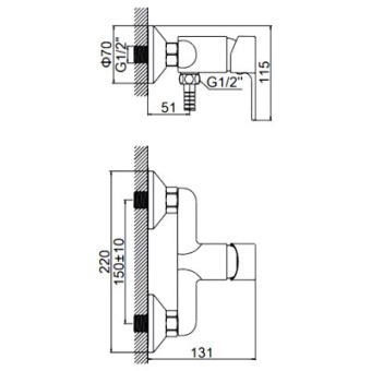 Смеситель L2003 для душ.кабины d35 #WF_CITY_VIN# картинка