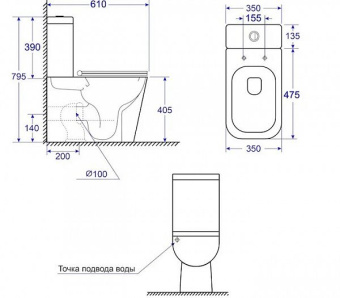 Унитаз компакт VT30704H Ravenna напольный безободковый + сиденье микролифт (Vinchi) #WF_CITY_VIN# картинка