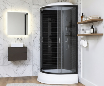 Душевая кабина CS-6610-25GB,100*100*215 ср.п., стекло серое, черный кирпич, профиль черный #WF_CITY_VIN# картинка