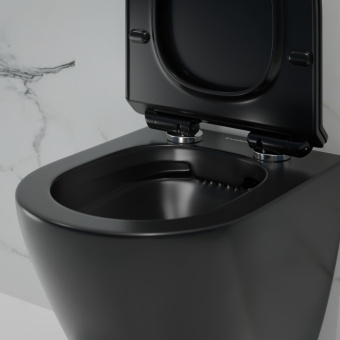 Унитаз подвесной K505BM безободковый, сиденье тонкое ДП, ЧЕРНЫЙ МАТОВЫЙ #WF_CITY_VIN# картинка