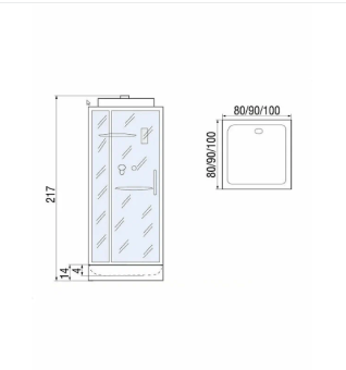 TANA 90 BL душевая кабина + поддон WEMOR 90/14 S 900*900*140 мм #WF_CITY_VIN# картинка