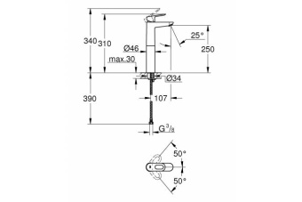 GROHE. Смеситель для раковины BauLoop, свободностоящий, 23764000 #WF_CITY_VIN# картинка