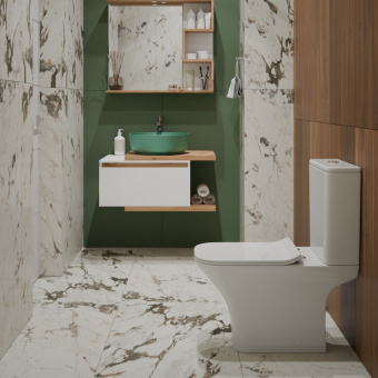 Унитаз компакт T2335 безободковый круговой смыв + сиденье тонкое ДП #WF_CITY_VIN# картинка