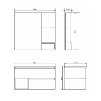 Тумба "ТУРИН 90" дуб белый с раковиной COMFORTY 90E #WF_CITY_VIN# картинка