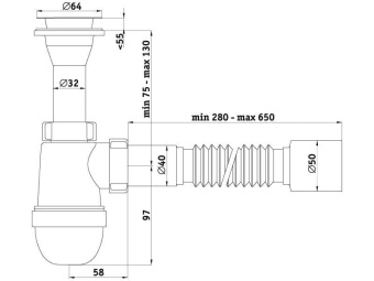 Сифон АНИ 1 1/2*40 с г/тр 40*40*50 (С0515) #WF_CITY_VIN# картинка