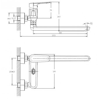 Смеситель д/ванны ZOLLEN ULM UL62610841 #WF_CITY_VIN# картинка