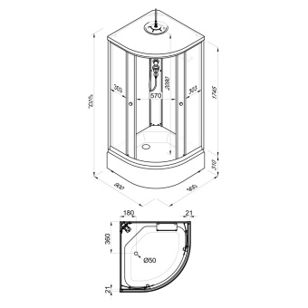 Душевая кабина Грэй-Вайт 90*90 В сред.поддон. #WF_CITY_VIN# картинка