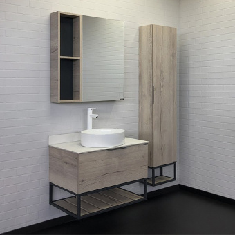 Тумба "ПОРТО 75" дуб дымчатый с белой столешницей с раковиной COMFORTY T-YT9376 #WF_CITY_VIN# картинка