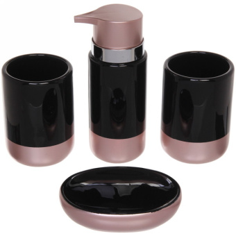 Набор для ванной из 4-х предметов керамический "Камилла" черно-розовое золото 532-295 #WF_CITY_VIN# картинка