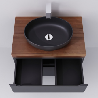 Тумба "Wood 80" подвесная (серая) + столешница "Wood 80" (светлое дерево) #WF_CITY_VIN# картинка