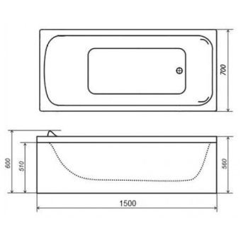 Акриловая ванна Стандарт 150*70 без ножек #WF_CITY_VIN# картинка