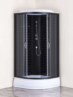 Душевая кабина CS-6610-25GB,100*100*215 ср.п., стекло серое, черный кирпич, профиль черный #WF_CITY_VIN# картинка