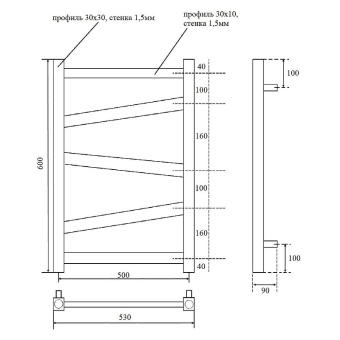 Полотенцесушитель Феникс Point PN15156 П5 500*600 водяной, хром #WF_CITY_VIN# картинка