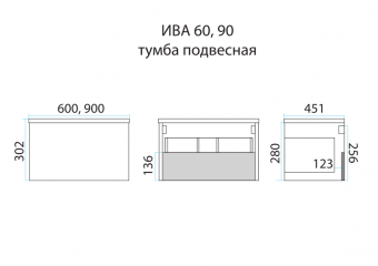 Тумба "Ива -60П" 1 ящ.подвес #WF_CITY_VIN# картинка