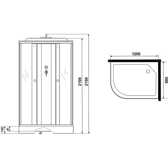 Душевая кабина Niagara Eco E120/80/13R/TN (120*80*215) н.п (13см), стекло тонированное #WF_CITY_VIN# картинка