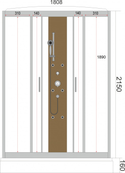 1808 бамбук Душевая кабина 90*90*224 н.п., белая задн.стенка, прозр. ст. #WF_CITY_VIN# картинка