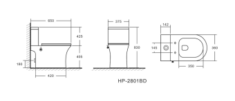 Унитаз компакт A2801B безободковый со встроенным биде + сиденье тонкое ДП #WF_CITY_VIN# картинка