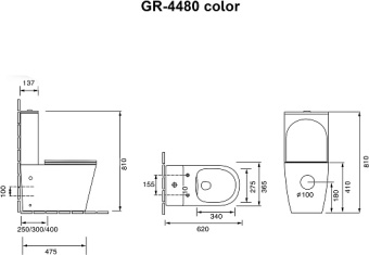 Унитаз GR-4480GLMS Color СВЕТЛО-СЕРЫЙ матовый безободковый #WF_CITY_VIN# картинка