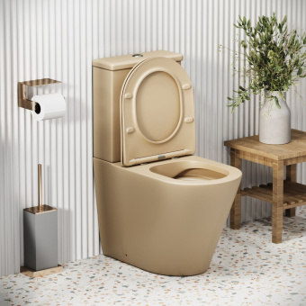 Унитаз GR-4480BEMS Color БЕЖЕВЫЙ матовый безободковый #WF_CITY_VIN# картинка